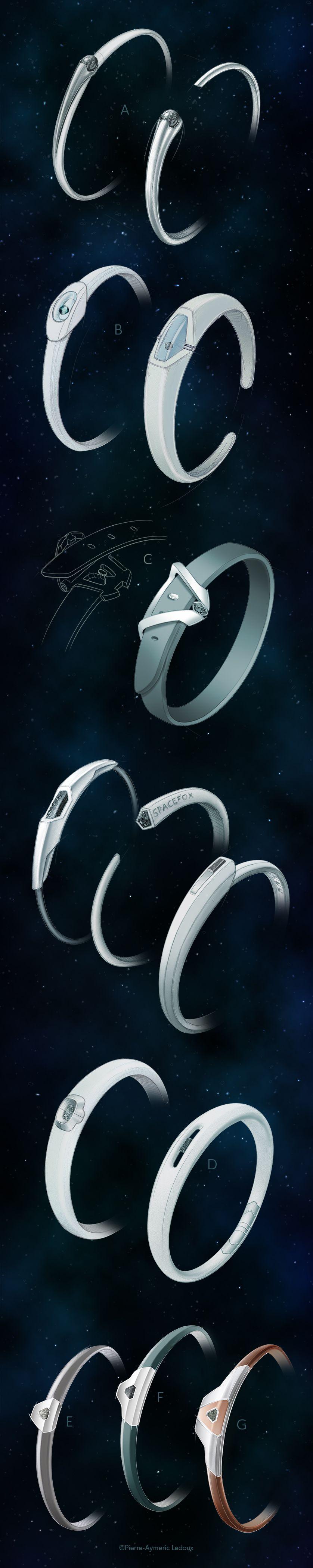 Dessins de concepts de bracelets ornés de météorites